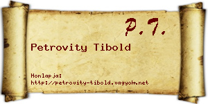 Petrovity Tibold névjegykártya